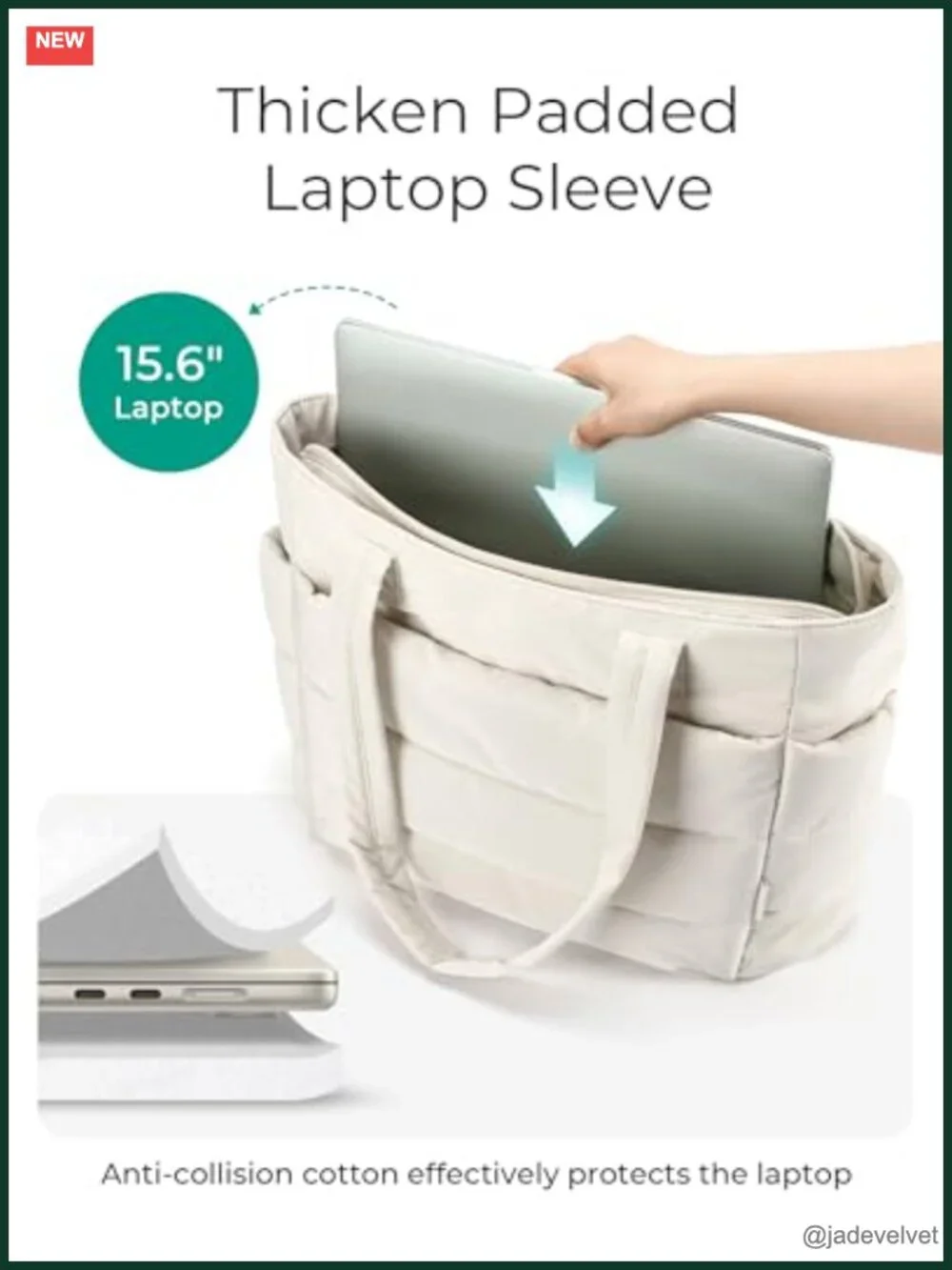 Lightweight Puffy Tote Bag with Compartments Shoulder Handbag Travel Work Gym